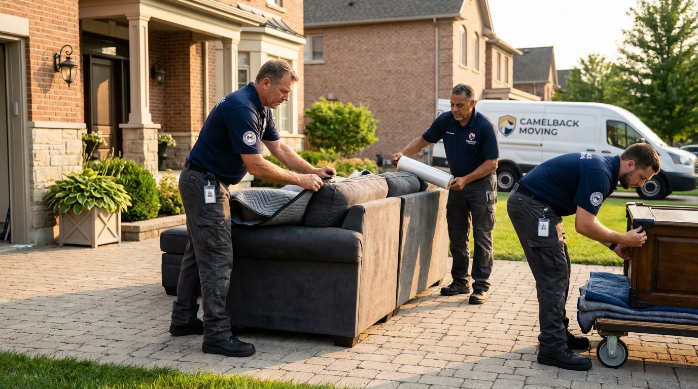 Large estate moving crew wrapping furniture in South El Monte, CA