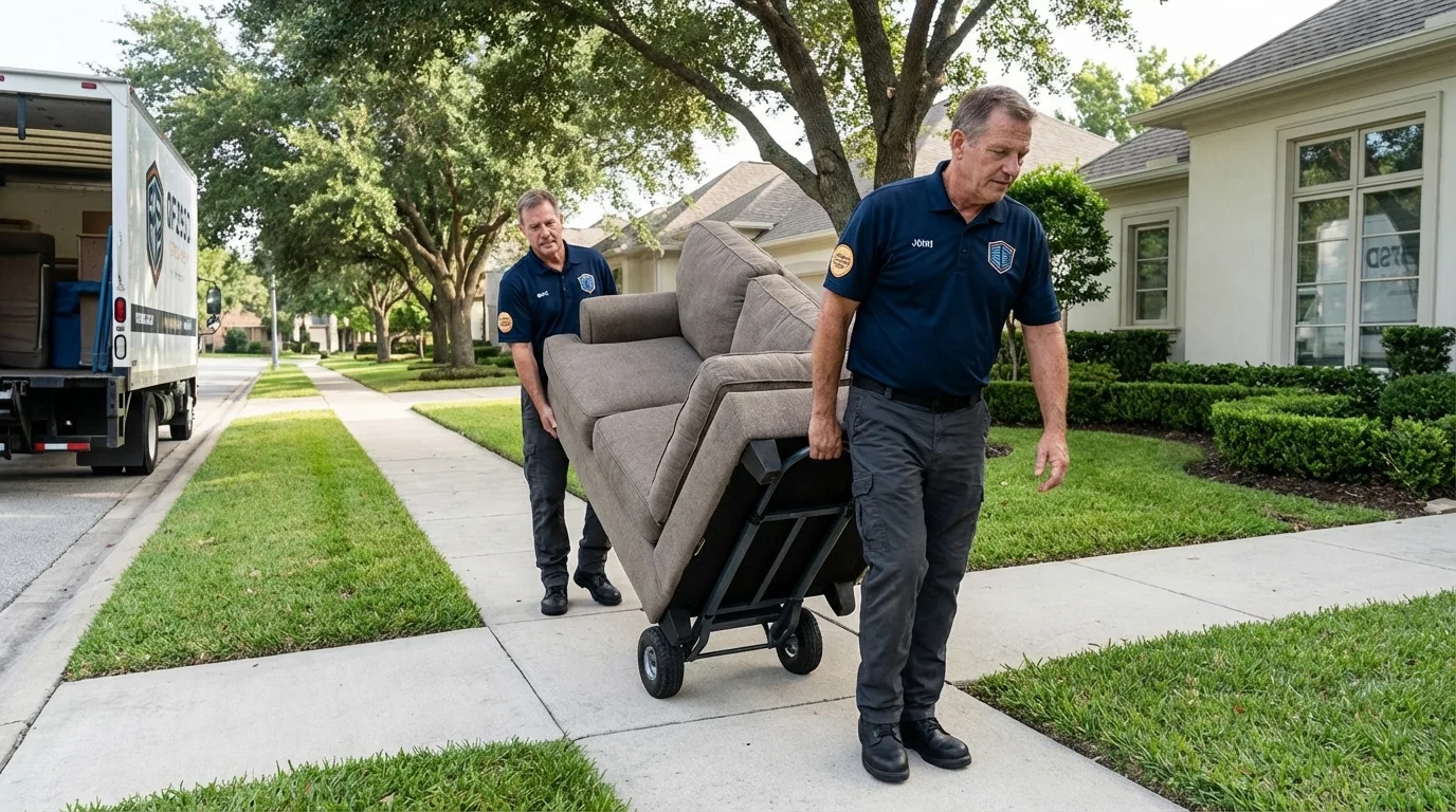 Local residential moving crew loading furniture in South El Monte, CA