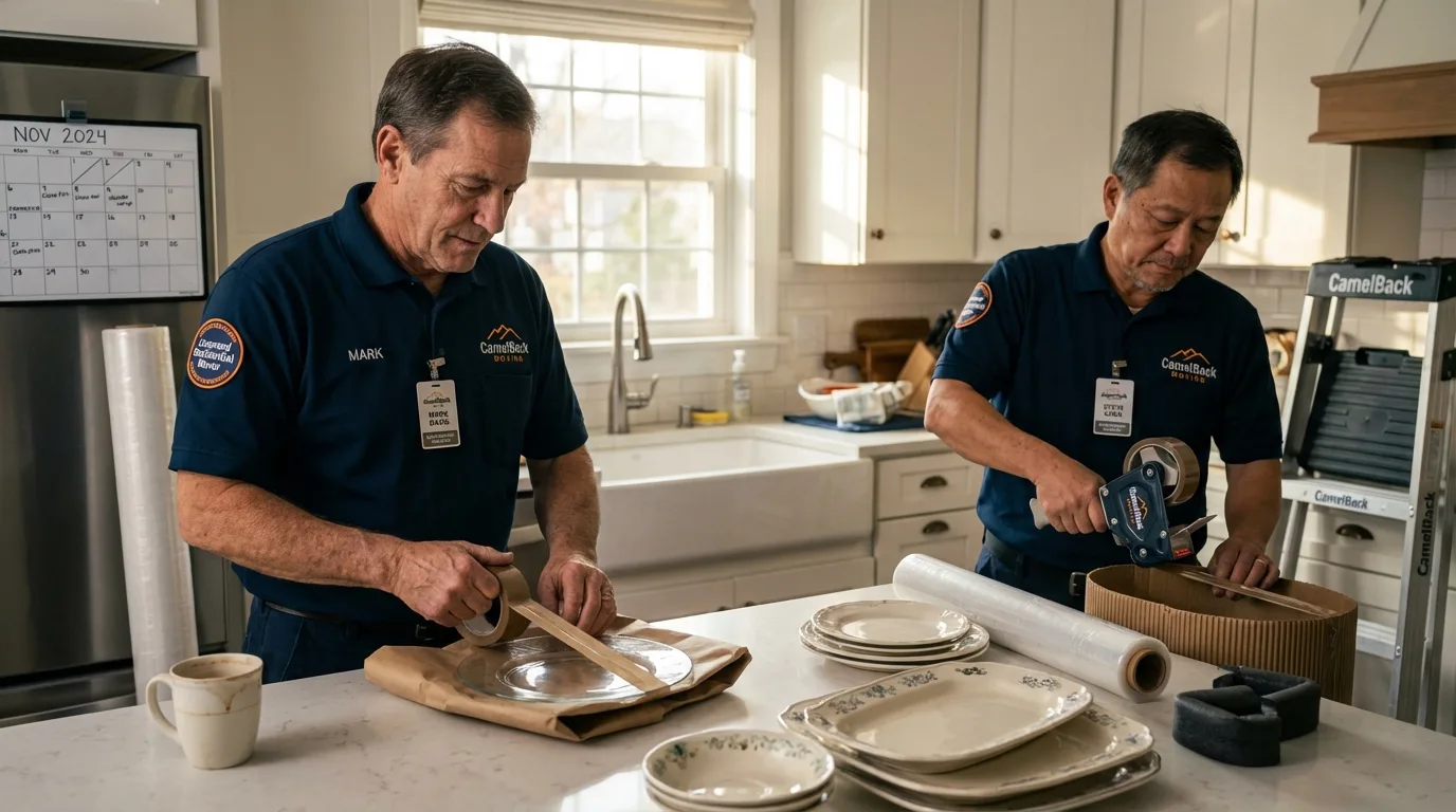 Professional crew packing kitchen dishware in South El Monte, CA
